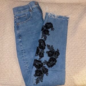 Express Embroidered Blue Jeans